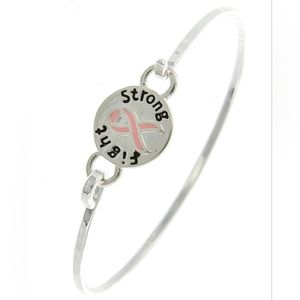"Fight Strong" Pink Ribbon Bracelet